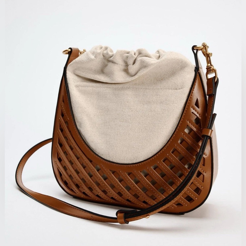 Zara Tan and Cream Shoulder Bag  A85 - Picture 3 of 10